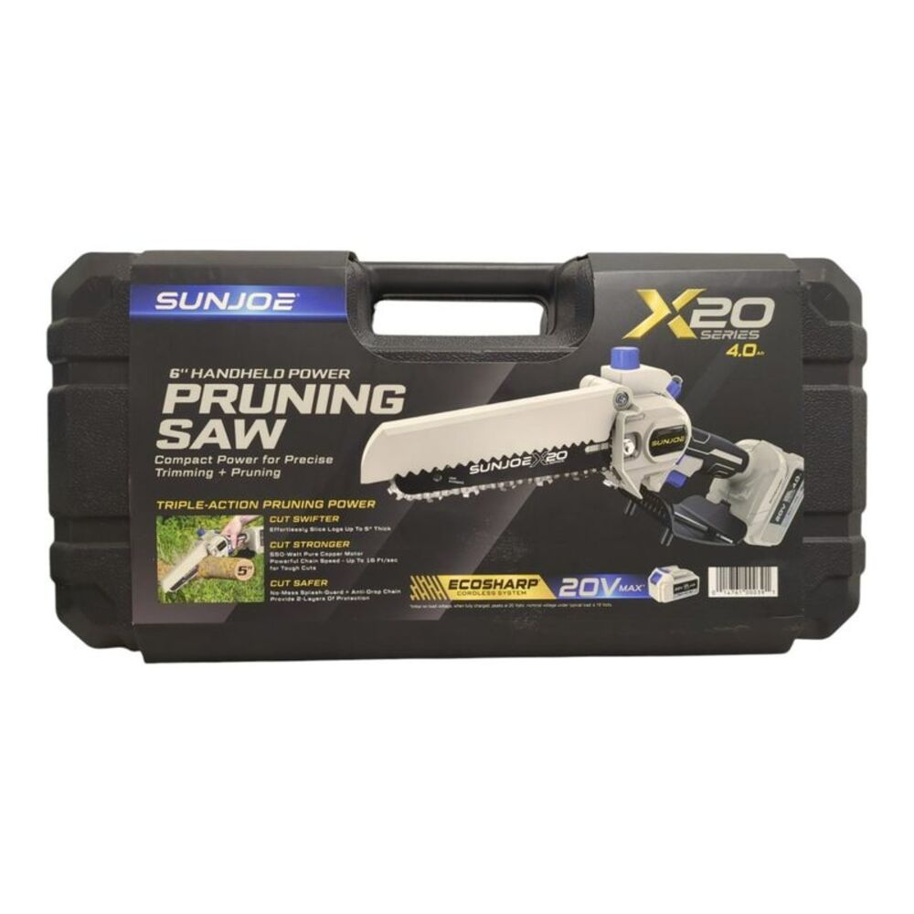 Sun Joe 20V Cordless Handheld Chainsaw & Pruning Saw, 6", 4.0Ah